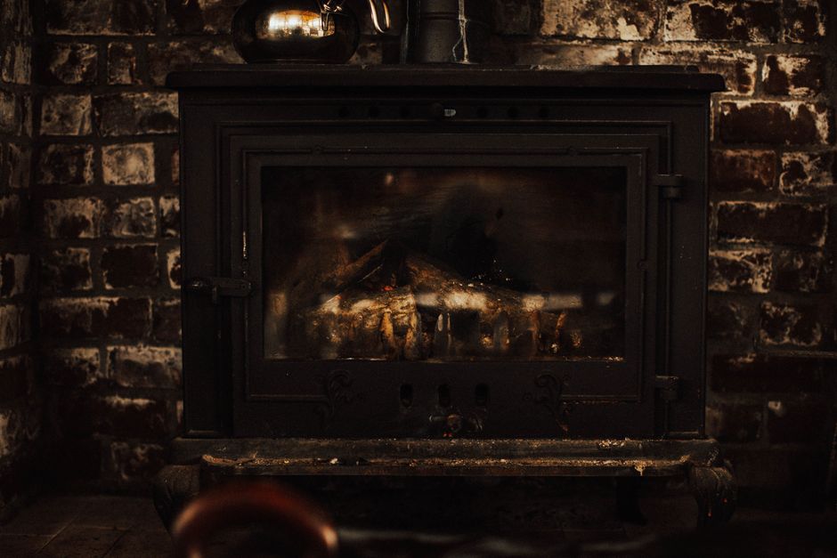 Brick fireplace interior